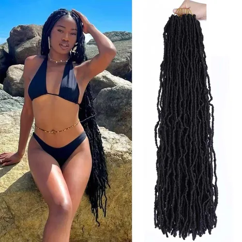 Miniatura 21 de 6 Paquetes Soft Locs Cabello de Ganchillo Pre Looped Faux Locs Trenzas de Ganchillo Goddess Locs Dreadlocs Cabello Sintético Para Mujeres Negras 1b