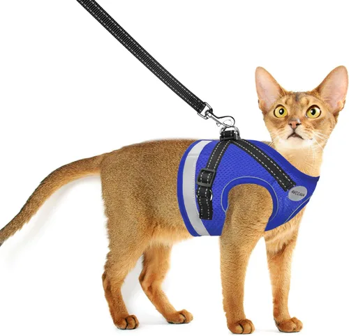 Miniatura 7 de Arnés para gatos y correa para caminar, arneses a prueba de escapes para gatitos, arnés ajustable reflectante para cachorros con correas, chaleco