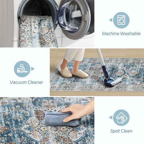 Miniatura 112 de Madane Tapete lavable de 2 x 10 pies para pasillo, cocina, recibidor, clásico, suave, antideslizante para interiores, casa de campo, baño, sala