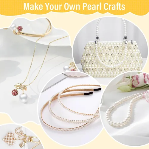Miniatura 5 de Audab Cuentas de perlas para hacer pulseras, 970 cuentas espaciadoras de perlas y doradas para hacer joyas