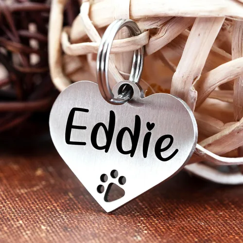Miniatura 2 de Ultra Joys Placas de Identificación para Perros Personalizadas para Mascotas - Placa de ID Personalizada con Pata Hueca - Placa de Identificación