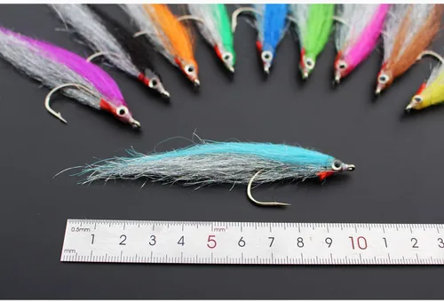 Miniatura 3 de Tigofly 10 piezas 10 colores 1/0 1.6 in gancho de alto carbono Holo plata salmón trucha lubina Steelhead Minnow pesca moscas señuelo conjunto