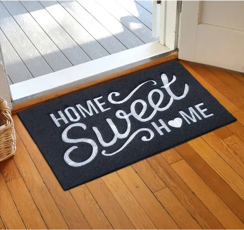 Miniatura 6 de Alfombra de bienvenida para puerta para interiores y exteriores, con parte trasera de goma antideslizante, “Home Sweet Home”, absorbe el barro