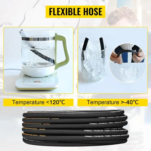 Miniatura 5 de Manguera hidráulica de 3/8 pulgadas x 100 pies, 4800 PSI enrollada con 2 trenzas de alambre de acero de alta resistencia, manguera de aceite