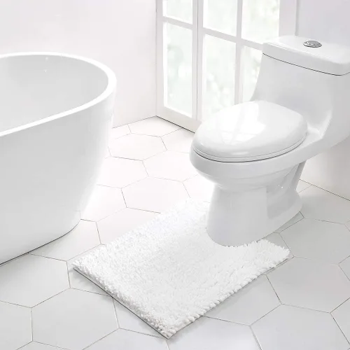 Miniatura 332 de Walensee Alfombra de baño antideslizante (24x17 pulgadas, rosa polvoriento) absorbente de agua, súper suave, lanuda de felpilla, lavable a máquina