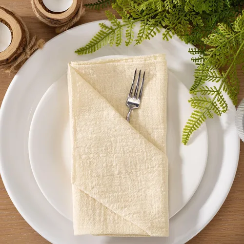 Miniatura 2 de MLMW Juego de 6 servilletas de lino beige crema para verano, lavables a granel, 16.5 x 16.5 pulgadas, para bodas, fiestas, baby shower, cumpleaños