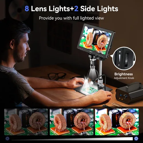Miniatura 7 de TOMLOV Microscopio Digital DM9 Max: 20MP 10.1" 1500X HD IPS HDMI Microscopio Lupa de Monedas para Monedas con Errores con Pantalla, Microscopios