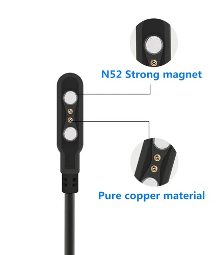 Miniatura 3 de Cable cargador de reloj inteligente, universal de 2 pines 0.112 in, cable de carga USB de succión magnética para reloj inteligente, cable de carga