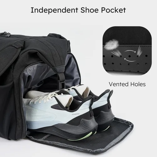 Miniatura 4 de Bolsa de gimnasio para hombre con compartimento para zapatos y bolsillo húmedo, bolsa de lona convertible y mochila de gimnasio, bolsas deportivas