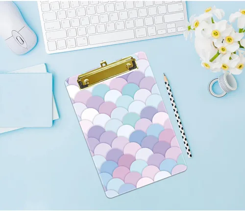 Miniatura 4 de Hongri Portapapeles de plástico pequeño, diseño de moda A5 para estudiantes, niños, mujeres, oficina, hogar, clip de perfil bajo, bonito