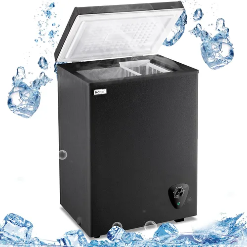 Miniatura 9 de WANAI Congelador de pecho de 2.2 pies cúbicos con 2 cestas extraíbles, mini congelador profundo, termostato ajustable de 7 con puerta superior Negro