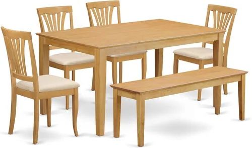 Miniatura 18 de East West Furniture CAAV5-LWH-W - Juego de muebles de comedor de 5 piezas, incluye una mesa de comedor rectangular y 4 sillas de asiento de madera
