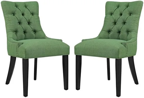 Miniatura 8 de Modway Regent Modern - Sillas de comedor tapizadas de tela copetuda con ribete de clavos en granito