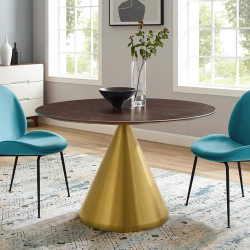 Miniatura 27 de Modway Tupelo - Mesa de comedor cuadrada de 28 pulgadas, color dorado y blanco