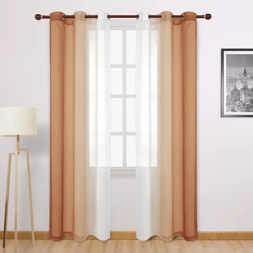 Miniatura 61 de DWCN Cortinas Transparentes de Lino Sintético Negro Degradado Ombré - Cortinas Semi Transparentes de Gasa con Ojales en la Parte Superior