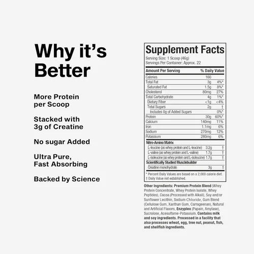 Miniatura 8 de Muscletech Proteína de suero en polvo (Galletas y Crema, 4 libras) - Fórmula Nitro-Tech Ultimate para construcción muscular con aislado de proteína