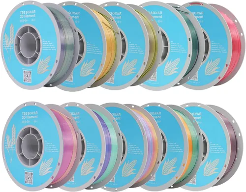 Miniatura 11 de Crystal Rainbow - Paquete de filamentos para impresora 3D de ácido poliláctico (PLA), 10 rollos, carrete de 2.2 libras, filamento degradado de 0.069
