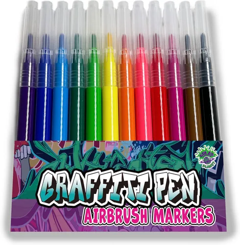 Splat Planet Paquete de recarga lavable de 12 colores para bolígrafo de graffiti, bolígrafo aerógrafo para niños - pintura y coloración