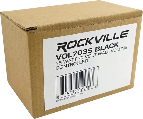 Miniatura 7 de Rockville VOL7035 Controlador de zona de control de volumen de pared negro de 35 W 70 V, atenuación de 11 pasos, acabado negro de 1 banda, diseño