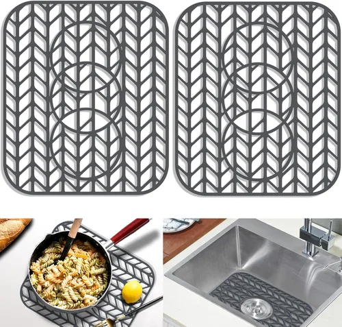 Miniatura 16 de GUUKIN Protectores de Fregadero para Alfombrilla de Cocina - 29" x 15.35" Alfombrilla de Silicona para Fregadero de Cocina con Rejilla para el Fondo