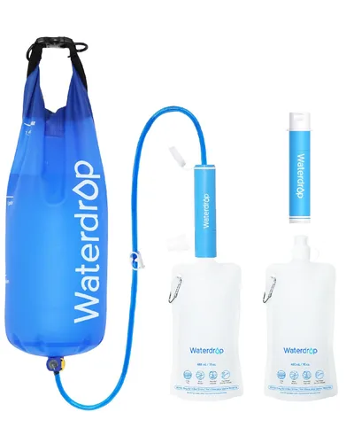 Waterdrop Paja de filtro de agua por gravedad, sistema de filtración de agua de campamento, purificador de agua de supervivencia para viajes,