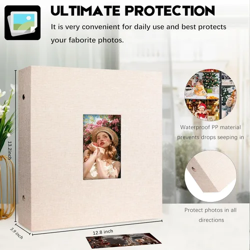 Miniatura 2 de Aevdor Álbum de fotos de 1000 bolsillos de 4 x 6 pulgadas, cubierta de lino de gran capacidad, álbumes de fotos familiares para bodas, con capacidad