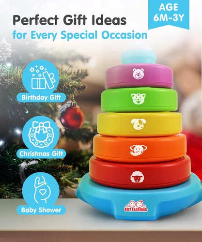 Miniatura 7 de BEST LEARNING Stack & Learn - Juguete apilable de actividades educativas de desarrollo para bebés de 6 o 9 meses en adelante Regalo de cumpleaños