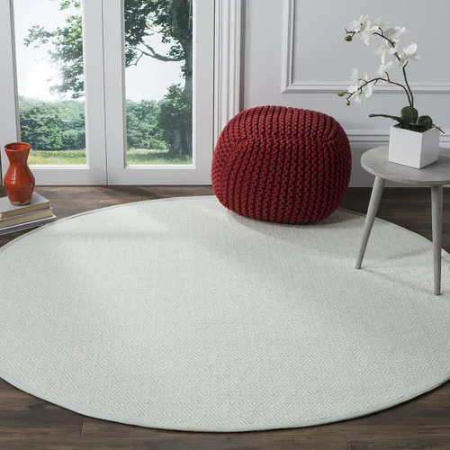 SAFAVIEH Montauk Collection MTK515J - Alfombra redonda de algodón de tejido plano, hecha a mano, 6 pies, color marfil y verde espuma