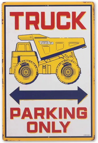 Miniatura 14 de Hasbro Tonka Tough Dump Truck - Letrero de metal para colgar – Divertida decoración de pared Tonka para dormitorio de niños o sala
