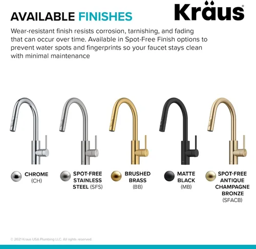 Miniatura 13 de KRAUS Oletto - Grifo de cocina extraíble con un solo mango con ensamble de montaje superior QuickDock en negro mate, KPF-2620MB