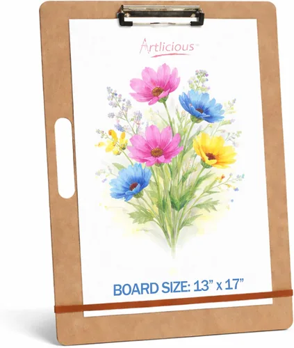 Artlicious Tablero de Dibujo - Tableros de Bocetos de 13 x 17 Pulgadas con Mango para Dibujo Técnico - Portapapeles de Madera Portátil para Clase o