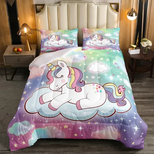 Miniatura 43 de Erosebridal Juego de edredón de zorro para niños, edredón de plumón de oso bosque, ciervo, para dormitorio de niños y niñas, juego de ropa de cama