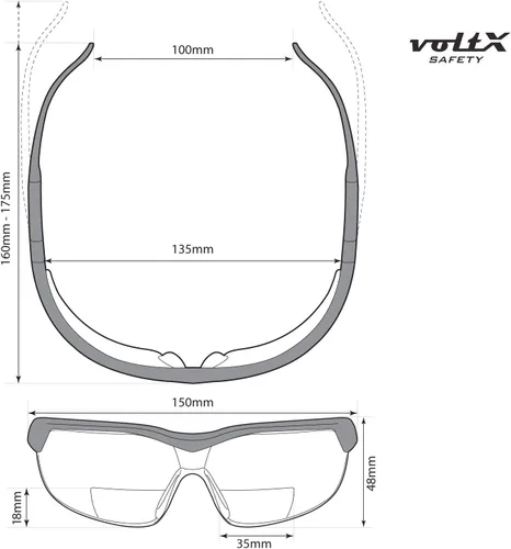 Miniatura 4 de voltX GT - Lentes de seguridad bifocales ajustables para lectura (lente marrón +1.0), ANSI Z87.1+ y CE EN166FT, revestimiento antiniebla, lente