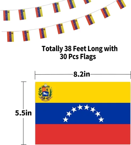 Miniatura 2 de Bandera de Venezuela, bandera venezolana, pequeña cadena de banderas de Venezuela, mini banderas venezolanas, utilizada para fiestas, escuela