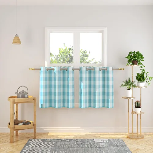 Miniatura 113 de Cortinas de 24 pulgadas de largo con diseño Buffalo Check Gingham Plaid para ventanas de cocina y baño, tratamiento para ventanas con 2 paneles