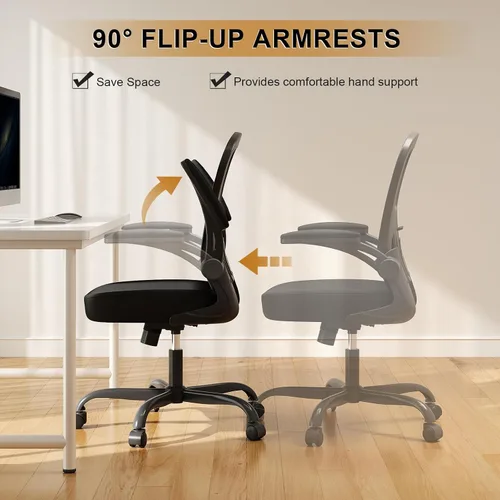 Miniatura 5 de Silla de oficina, sillas de escritorio ergonómicas de 330 libras de capacidad, silla de computadora de malla con respaldo alto con reposabrazos Negro