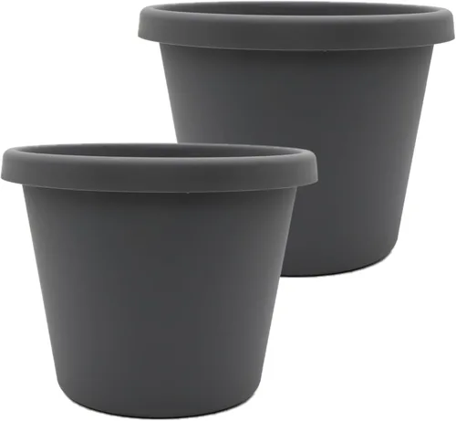 Miniatura 14 de The HC Companies Maceta redonda de plástico Prima con borde enrollado - Maceta para flores ligera y resistente a los rayos UV para hierbas y más
