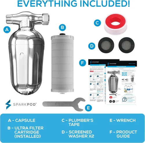 Miniatura 7 de SparkPod Filtro de ducha Ultra - Filtro de agua y cartucho de cabezal de ducha de alto rendimiento, equivalente a 150 etapas, elimina hasta el 95%