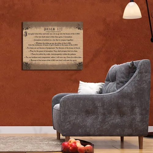 Miniatura 3 de Arte de lienzo cristiano para decoración de pared Salmo 122 Arte de pared enmarcado Decoración inspiracional para colgar en la pared para el hogar