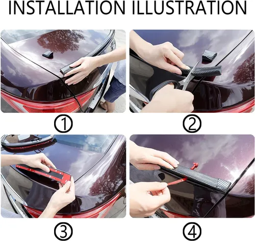 Miniatura 6 de Spoilers para automóviles, alerón trasero reflectante de fibra de carbono de 4.9 pies para decoraciones de automóvil, tira universal de spoiler
