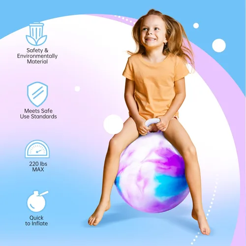 Miniatura 4 de ZOOJOY Hopper Ball, juguetes de salto para niños, pelota inflable de 18 pulgadas con asa para niños y niñas de 3 a 8 años, juguete inflable