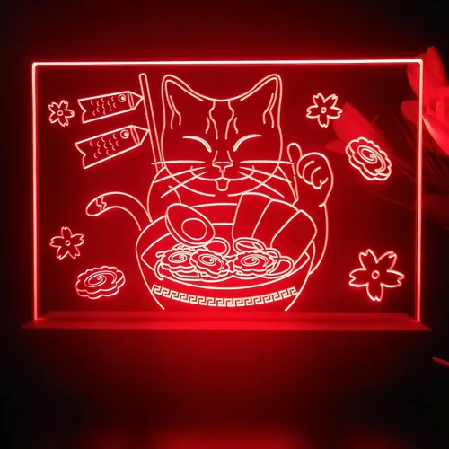 Miniatura 10 de ADVPRO Japón Fideos Ramen Gato Mesa LED Neón Noche Luz y Lámpara Cambio de Color 4 Modos st5s12-j5011-c