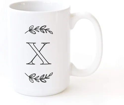 Miniatura 21 de The Cotton & Canvas Co. Manhattan Wreath - Taza de café personalizada con monograma inicial con letra A, taza de café de cerámica de porcelana. Para