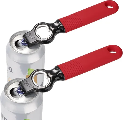 Miniatura 11 de Abridor de latas de soda y abridor de botellas de cerveza de camarero con mango de silicona de 10.7 cm de largo, abridor de pestañas de lata Pop Top
