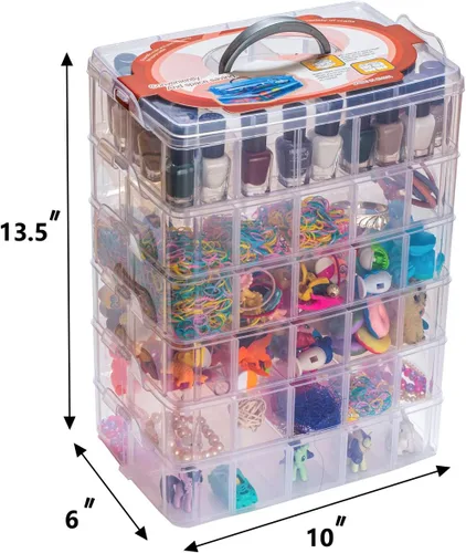 Miniatura 7 de Sooyee Contenedor de almacenamiento apilable de 6 capas, transparente, 60 compartimentos ajustables, compatible con juguetes pequeños, artes
