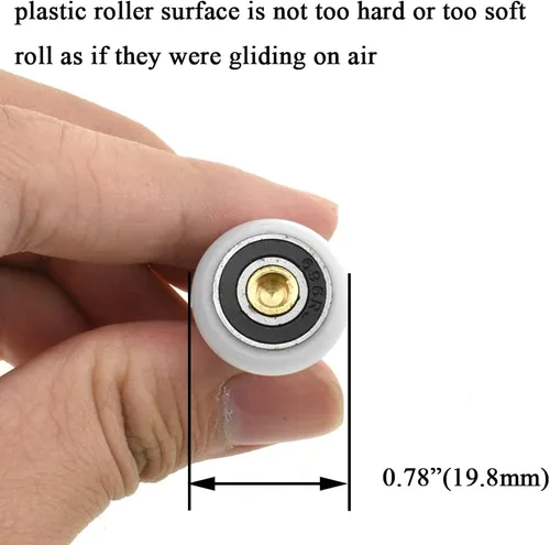 Miniatura 4 de Hahiyo Ruedas para puerta de ducha de latón de 0.787 in de diámetro con tornillos de acero inoxidable, rodillos de nailon duradero, rodamientos