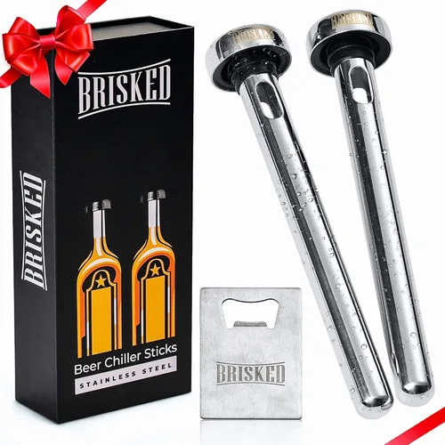 Juego de palitos enfriadores de cerveza para botellas | 2 enfriadores de acero inoxidable para botellas gorditas | Accesorios de regalo de Navidad |
