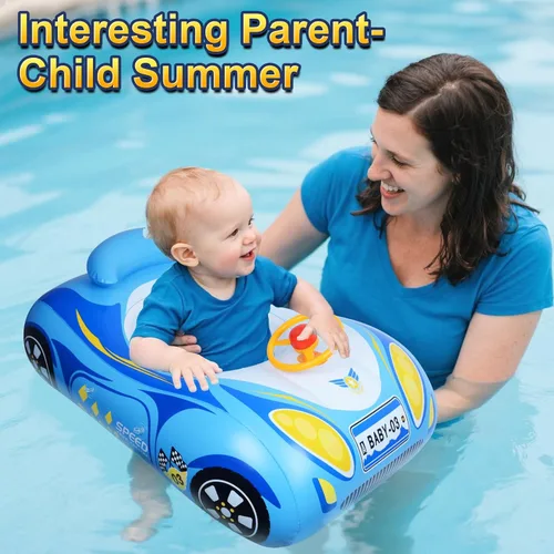 Miniatura 3 de Flotador de piscina para bebé con dosel: flotadores para bebés de 6 a 48 meses flotadores de natación Qoosea con protección solar UPF50+ y volante