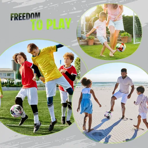 Miniatura 6 de Balón de fútbol tamaño 5, tamaño 4, tamaño 3, desinflado, brillante bola de práctica tricolor para niños y niñas de 4 a 8 años, 8 a 12 años, 12