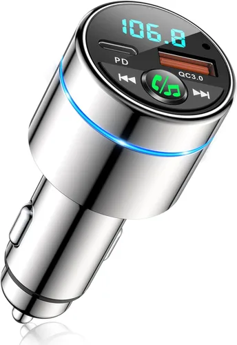 Miniatura 9 de RIWUSI Transmisor FM para automóvil Bluetooth 5.3, [Todo Metal] PD 30 W y QC3.0 18 W cargador rápido para automóvil, Kit de radio FM inalámbrica